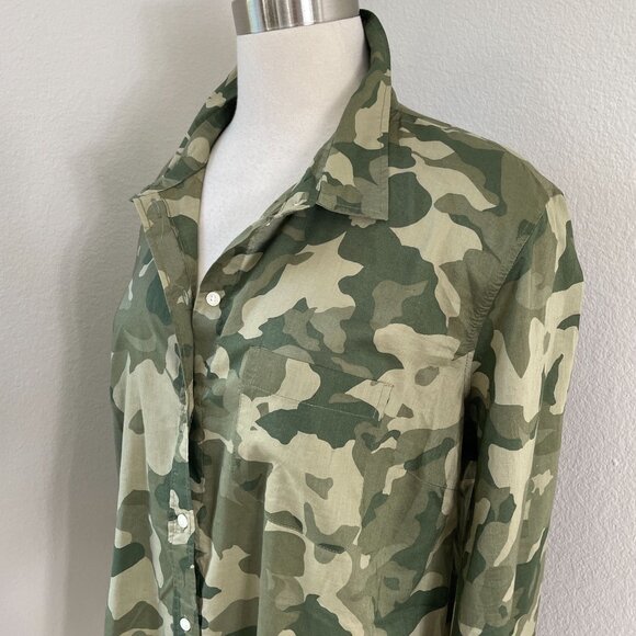 Old Navy Womens XL Classic Shirt Camouflage Button Up Blouse Cotton Long Sleeve - Picture 2 of 9